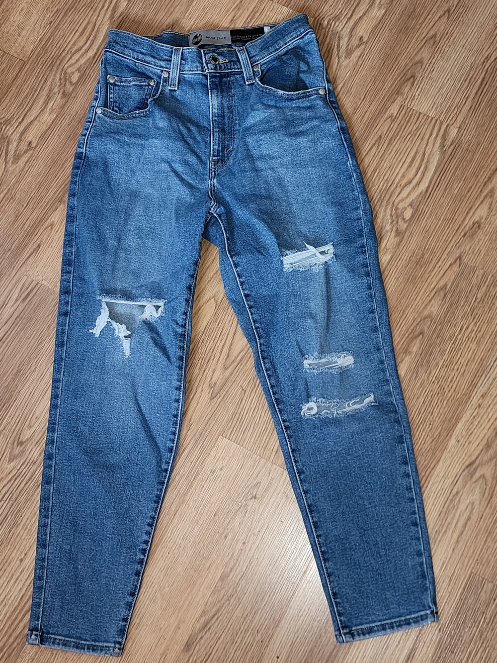 Levi's Silver Tab Mom Jean Medium Blue Distressed Jeans
